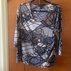 Valentina women's printed jeweled blouse. Size XL